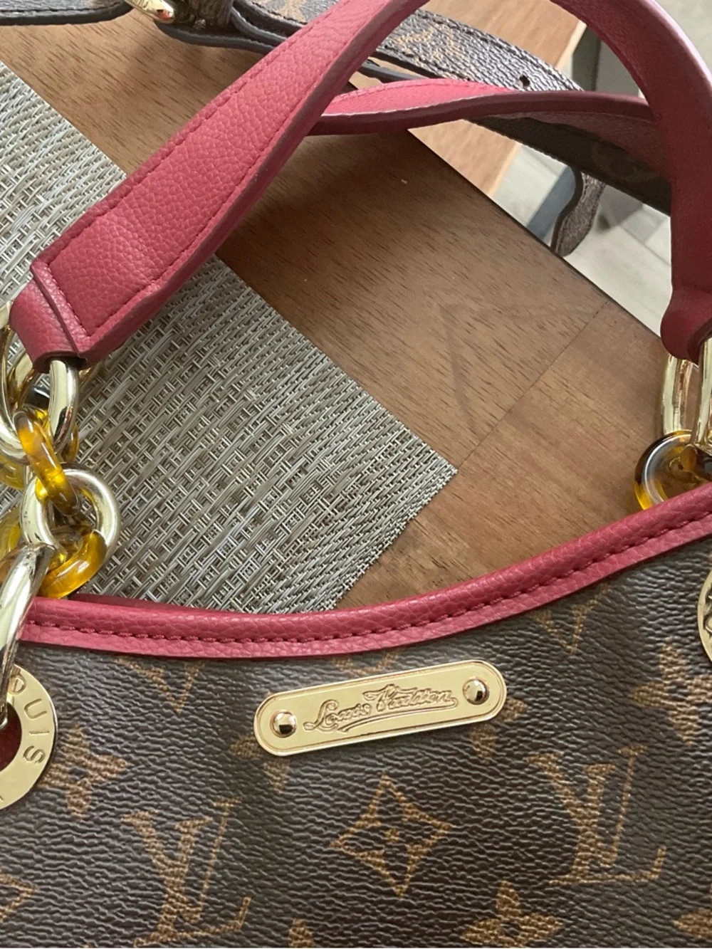 Louis Vuitton Monogram Canvas Tote with Red Trim - Picture 3 of 7